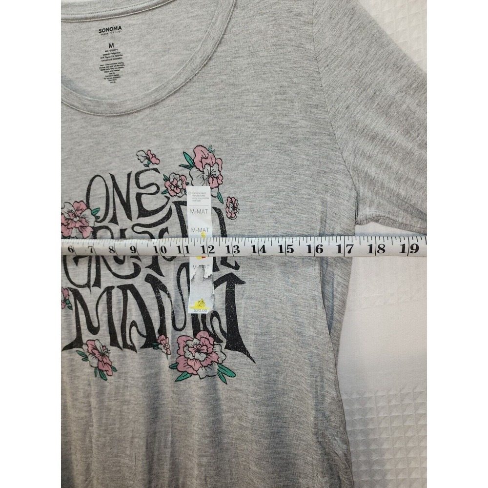 Sonoma Maternity Long Sleeve Shirt Medium Gray Grateful Mama Ruched Graphic Tee - Picture 4 of 7